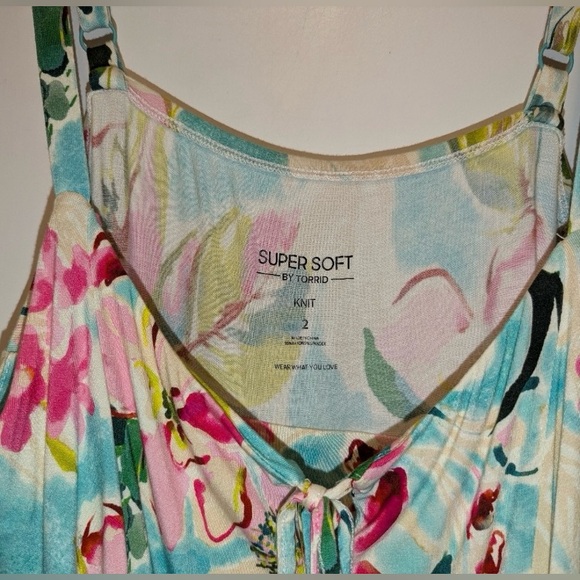 Torrid Midi Super Soft Tie Front Floral Sleeveless Dress - Picture 11 of 11